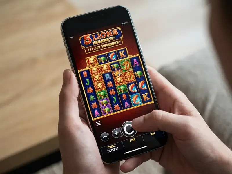 Mobile version of 5 Lions Megaways on a smartphone