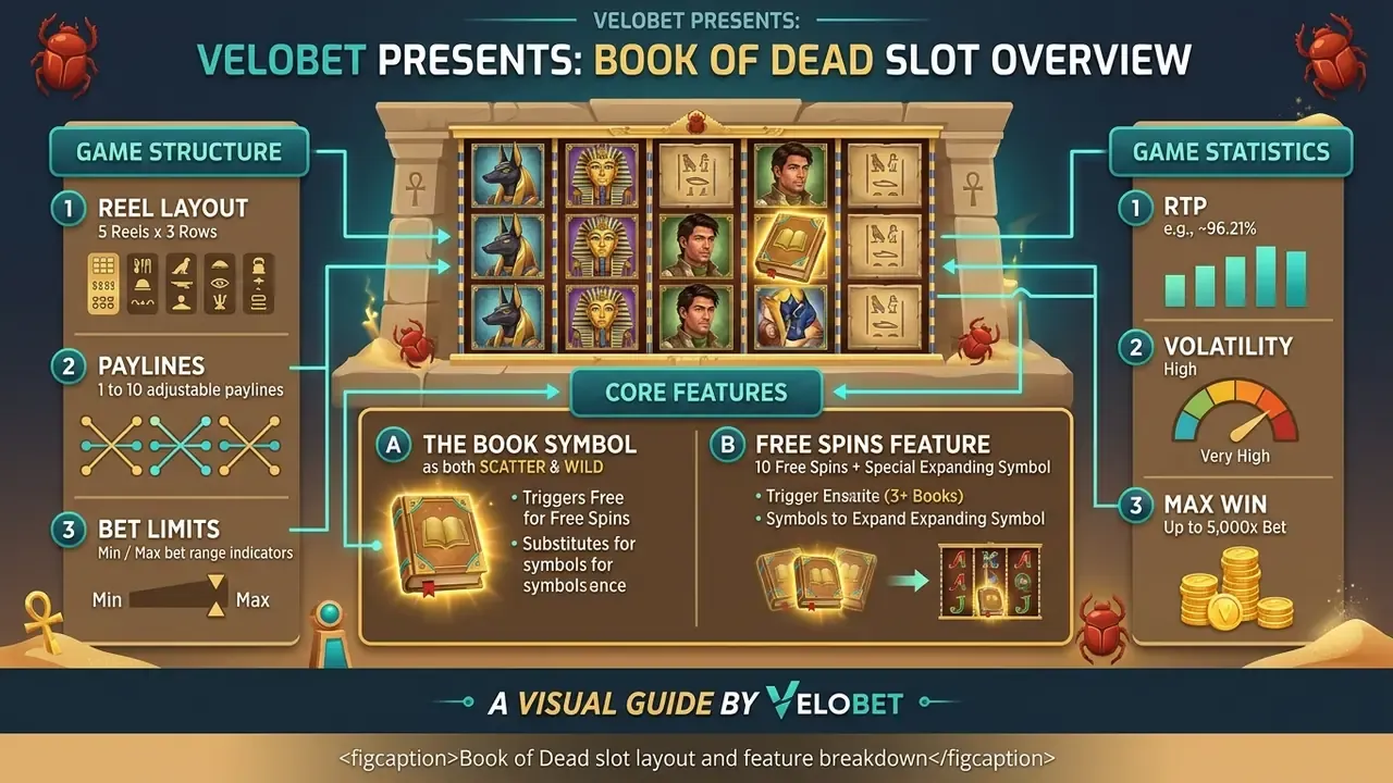 Book of Dead slot layout and feature breakdown